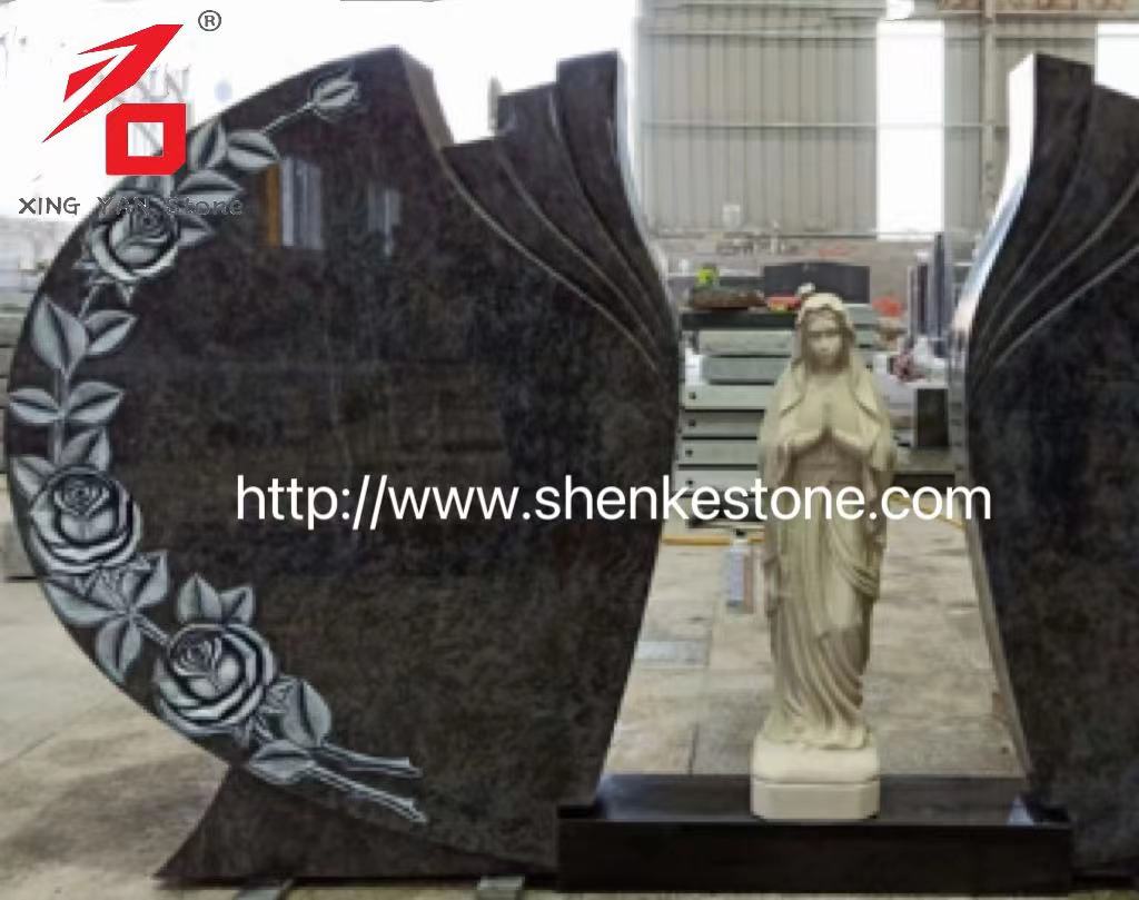 Dvigubas raižytas rožė Mary Headstone Bahama Blue Granite